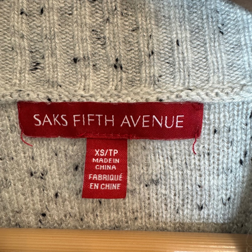 Saks Fifth Avenue Gray Marl Sleeveless Sweater Tunic Mock Neck Wool Cashmere XS - Picture 4 of 7